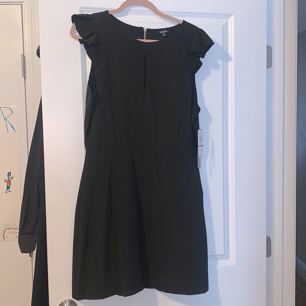 Xoxo black ruffle sleeve mini dress NWT juniors XXL